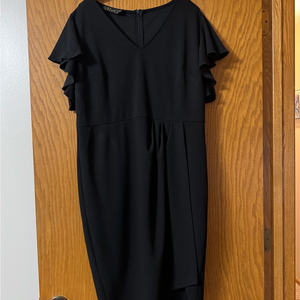 Elegant Black Ruffle Sleeve Dress